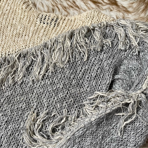 Karen Kane linen blend asymmetric fringe trim sweater - Picture 6 of 6